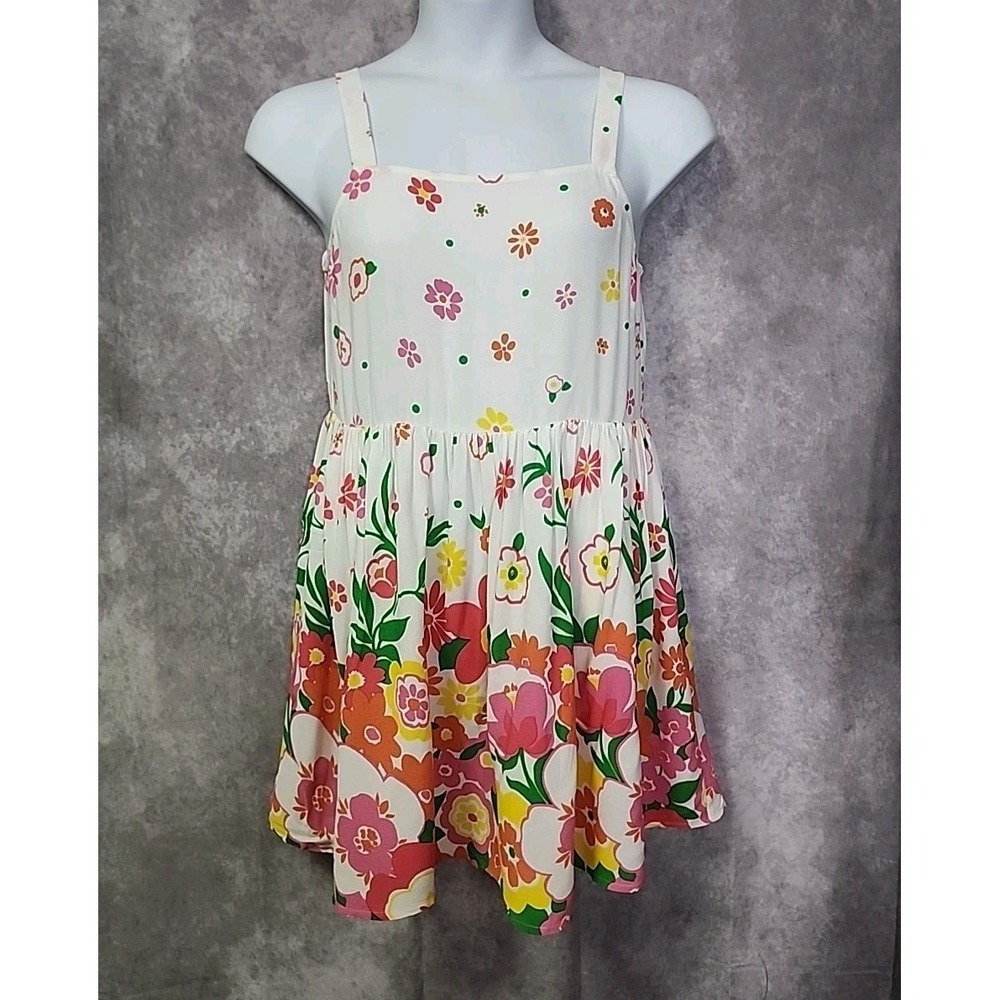 Mister Zimi Sophie Floral Print Mini Summer Dress White Meadow Size 12 Easter